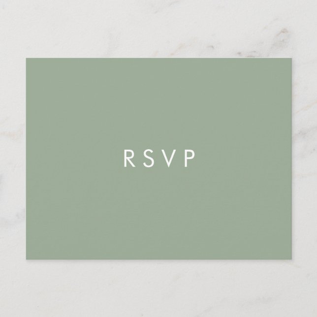 Postal De Invitación Minimal chic Sage | Elección de comida para RSVP d (Anverso)