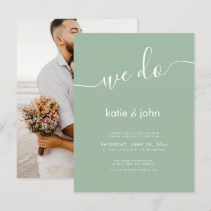 Postal De Invitación Minimalista Sage Green Hacemos Boda virtual de fot