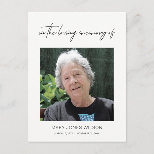 POSTAL DE INVITACIÓN MÍNIMO ELEGANTE MEMORIAL DE SÍNTOMAS DE FOTOS GRAC (Anverso)