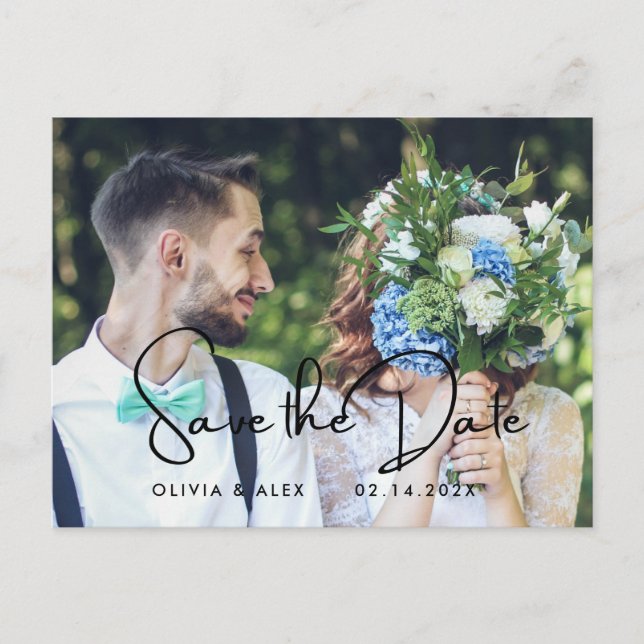 Postal De Invitación Mínimo y Moda | Boda fotográfica Guardar la fecha (Anverso)