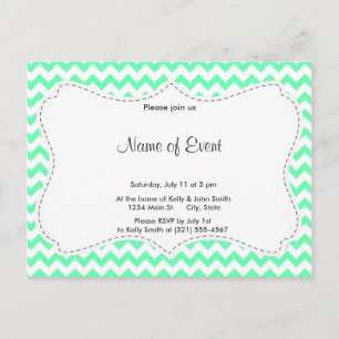 Postal De Invitación Mint Green Chevron