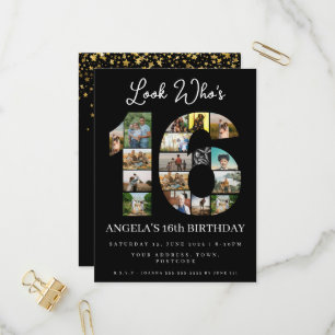 Postal De Invitación mira quién cumple 16 feliz cumpleaños 16 invitació