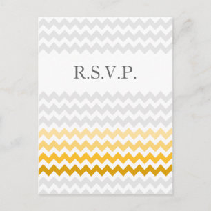 Postal De Invitación Mod chevron amarillo y gris Ombre boda rsvp