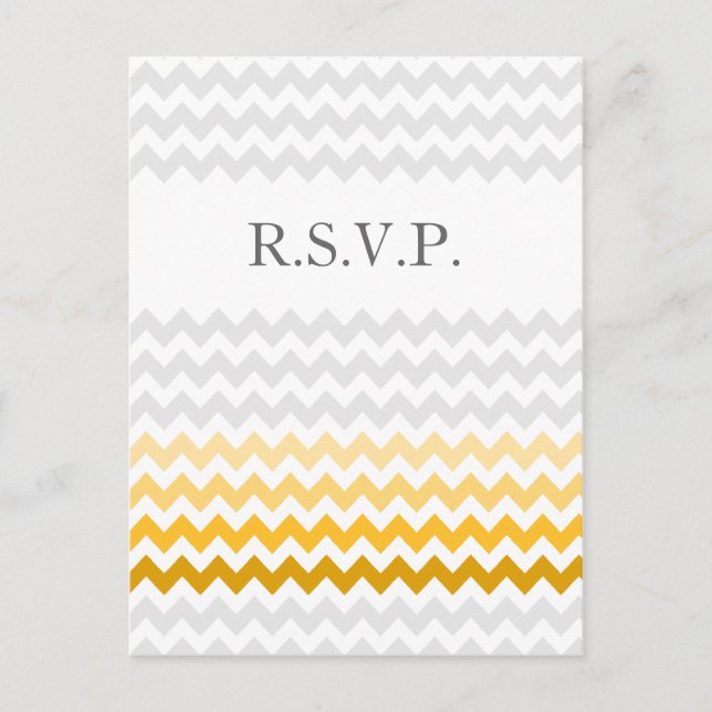 Postal De Invitación Mod chevron amarillo y gris Ombre boda rsvp (Anverso)