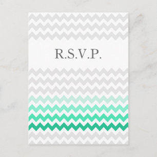Postal De Invitación Mod chevron verde menta Ombre boda rsvp