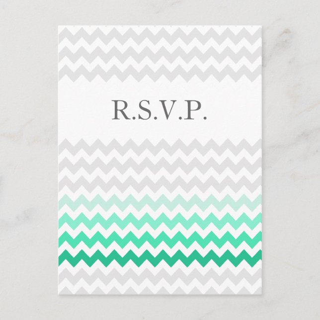 Postal De Invitación Mod chevron verde menta Ombre boda rsvp (Anverso)