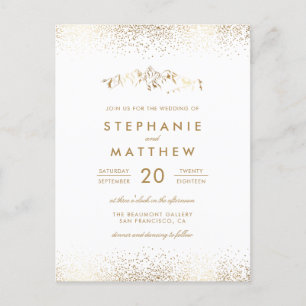 Postal De Invitación Moda Boda Confetti de Montaña Blanca y Relieve met