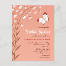 Postal De Invitación Moda Boho Mariposa Floral Elegante Ducha Nupcial