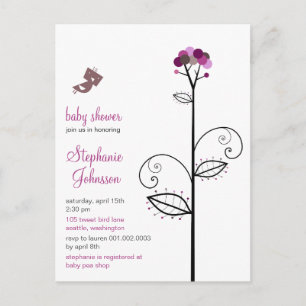 Postal De Invitación Moda de árbol de puntos de la flor púrpura para tu