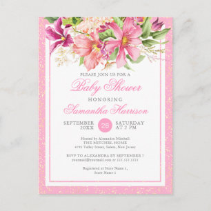Postal De Invitación Moda de presupuesto Flores Bouquet Red de Baby Sho