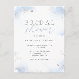 Postal De Invitación Moda Dusty Blue Ombre Ombre Dorado Ducha Bridal