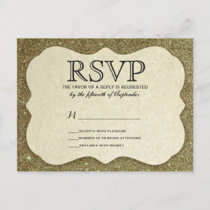 Postal De Invitación Moda Elegante Sparkly Faux Gold Purpurina