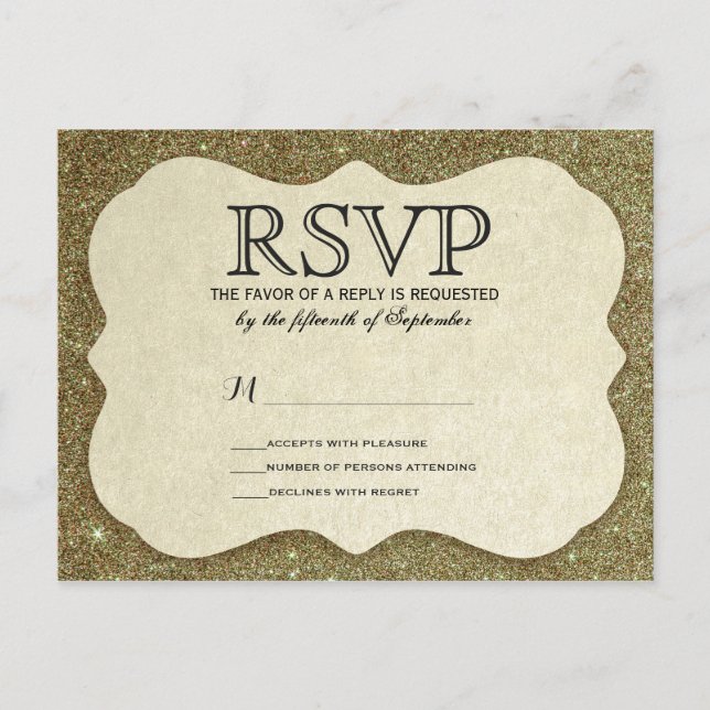 Postal De Invitación Moda Elegante Sparkly Faux Gold Purpurina (Anverso)