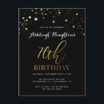 Postal De Invitación Moda Estrella Negra y Oro Confetti 70 cumpleaños<br><div class="desc">Moda 70 invitaciones a fiestas de cumpleaños con la falsa estrella del Relieve metalizado de oro confetti y tipografía de moda contra un fondo negro. Con una elegante combinación de caligrafía y fuente serif que muestra "Cumpleaños 70".   Usted puede fácilmente personalizar el color de fondo para satisfacer sus necesidades.</div>