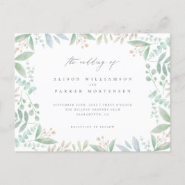 Postal De Invitación Moda Eucalipto suave, Boda de hojas y vegetación