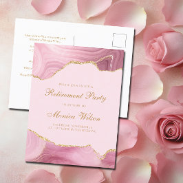 Postal De Invitación Moda Fiesta de Jubilación Agante de Oro Rosa