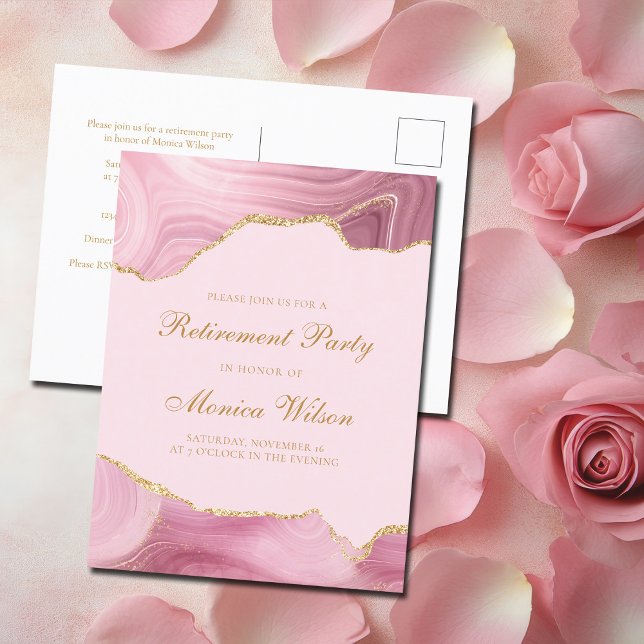 Postal De Invitación Moda Fiesta de Jubilación Agante de Oro Rosa (Subido por el creador)