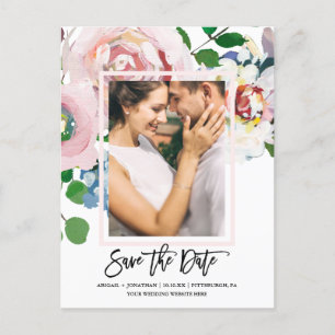 Postal De Invitación Moda Floral Bouquet con guión Guardar la fecha