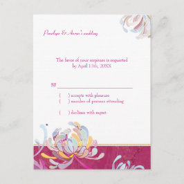 Postal De Invitación Moda Floral Fuchsia Wedding RSVP