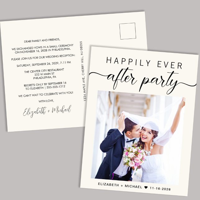 Postal De Invitación Moda Foto Crema Boda Recepción (Subido por el creador)