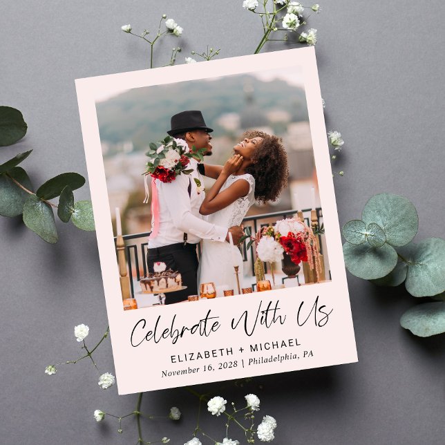 Postal De Invitación Moda Foto Recepción de boda rosada (Subido por el creador)