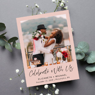 Postal De Invitación Moda Foto Rubor Recepción de boda rosada