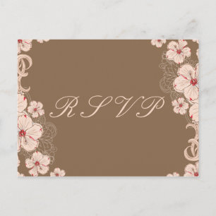 Postal De Invitación Moda marrón rosa flor de hibiscus respuesta RSVP