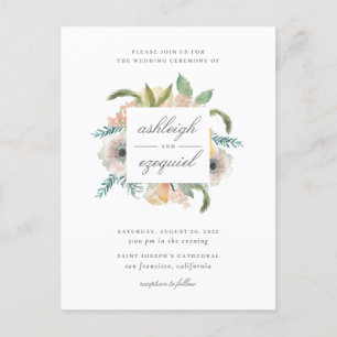 Postal De Invitación Moda moderna acuarela Floral Bouquet Boda