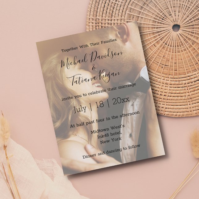 Postal De Invitación moda moderna foto superposición del día de la boda (Subido por el creador)