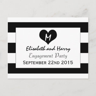 Postal De Invitación Moda moderna Participación de Bodas blancos y negr
