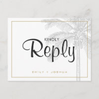 Moda Palm Tree & Gold Wedding Personalizado RSVP