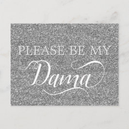 Postal De Invitación Moda Purpurina de plata Dama Quinceanera Dama Prop