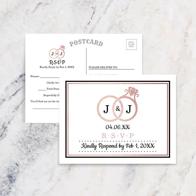 Postal De Invitación Moda Rosa de imitación Relieve metalizado dorado M (Subido por el creador)