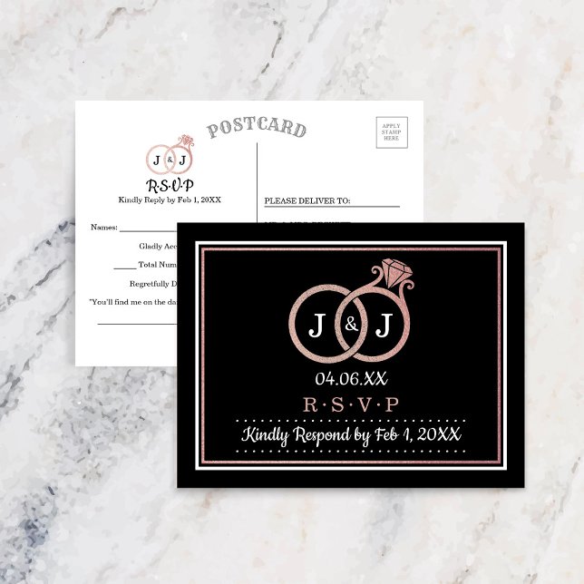Postal De Invitación Moda Rosa de imitación Relieve metalizado dorado M (Subido por el creador)