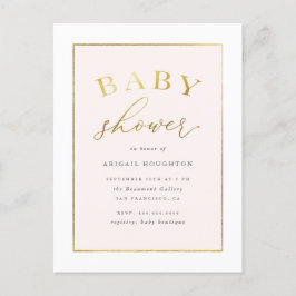 Postal De Invitación Moda Rubor Pink Gold Typography Baby Shower