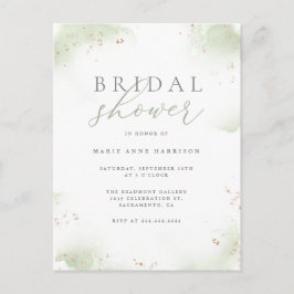 Postal De Invitación Moda Sage Green Gold Dust Bridal Shower