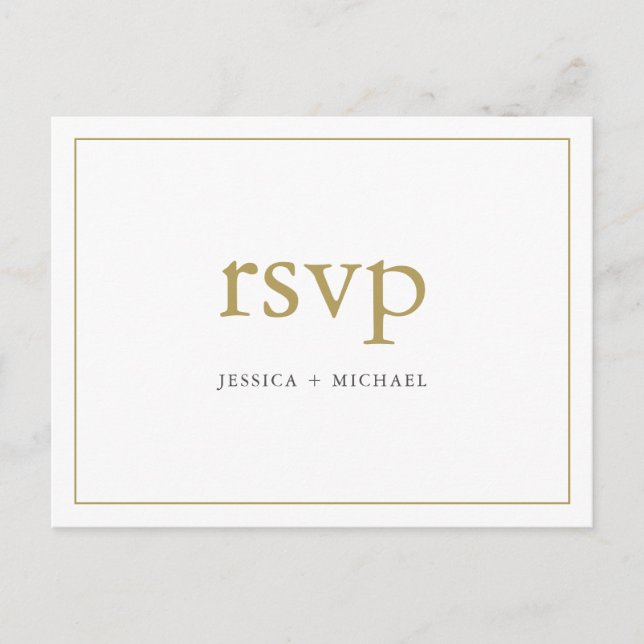 Postal De Invitación Moda simple oro y matrimonio blanco personalizado  (Anverso)