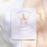 Postal De Invitación Modern Gold Floral Magical Unicorn Birthday Party<br><div class="desc">Create your own custom Modern Gold Floral Magical Unicorn Birthday Party products using these templates by Cali Graphics. This design features a unicorn face with a tiara of roses, purple eyelashes, yellow stars and modern typography. (1) Type your text into the template boxes provided. (2) For further customization, please click...</div>