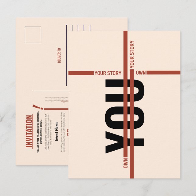 Postal De Invitación Modern Motivational Event Invitation Card | Semina (Anverso / Reverso)