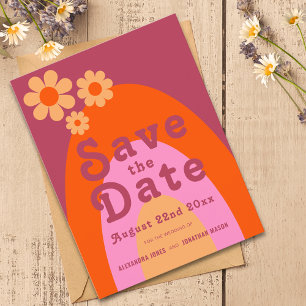 Postal De Invitación Modern Retro 70 Boda