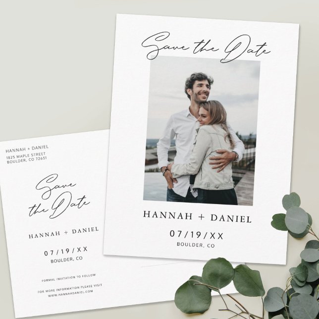 Postal De Invitación Modern Save the Date Photo Wedding Invite Template (Subido por el creador)