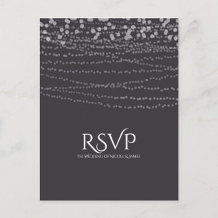 Postal De Invitación Moderna Elegante Cadena de Luces Boda RSVP
