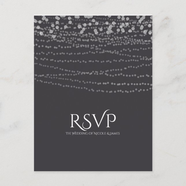 Postal De Invitación Moderna Elegante Cadena de Luces Boda RSVP (Anverso)
