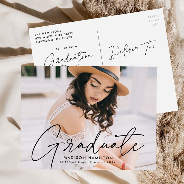 Postal De Invitación Moderna fiesta de graduación de fotografías en esc (Subido por el creador)