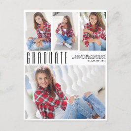 Postal De Invitación Moderna graduación blanca de moda 4 Collages de fo