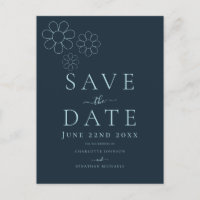 Moderna Marina Minimalista Azul Boda de margarita 