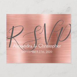 Postal De Invitación Moderna Rubor Pink - Respuesta RSVP de oro Rosa
