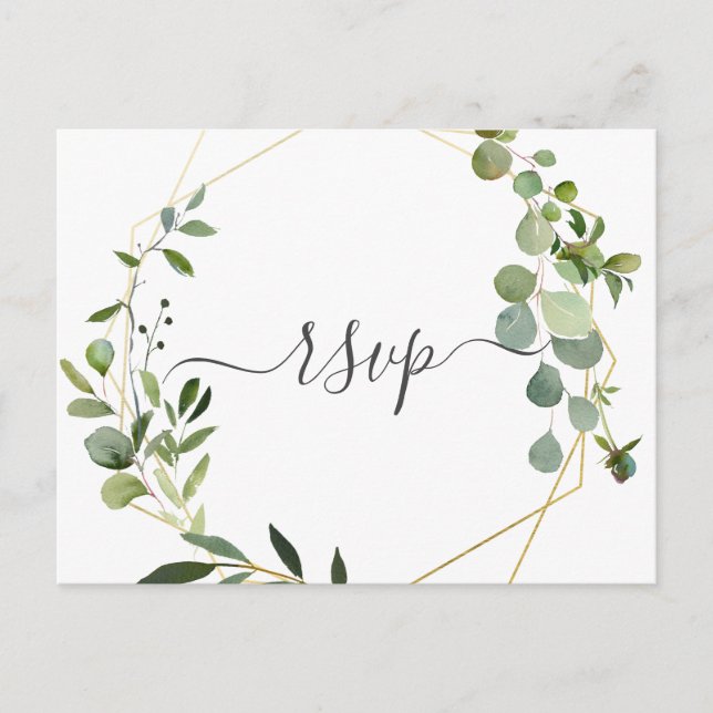 Postal De Invitación Moderna vegetación Eucalyptus Wedding RSVP (Anverso)