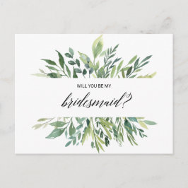 Postal De Invitación Moderna vegetación Foliage Botánica Bridesmaid