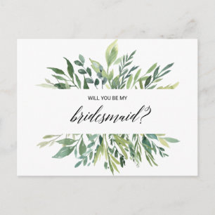 Postal De Invitación Moderna vegetación Foliage Botánica Bridesmaid